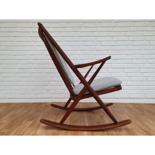 Chaise à bascule vintage par Frank Reenskaug, bois de teck, 1950