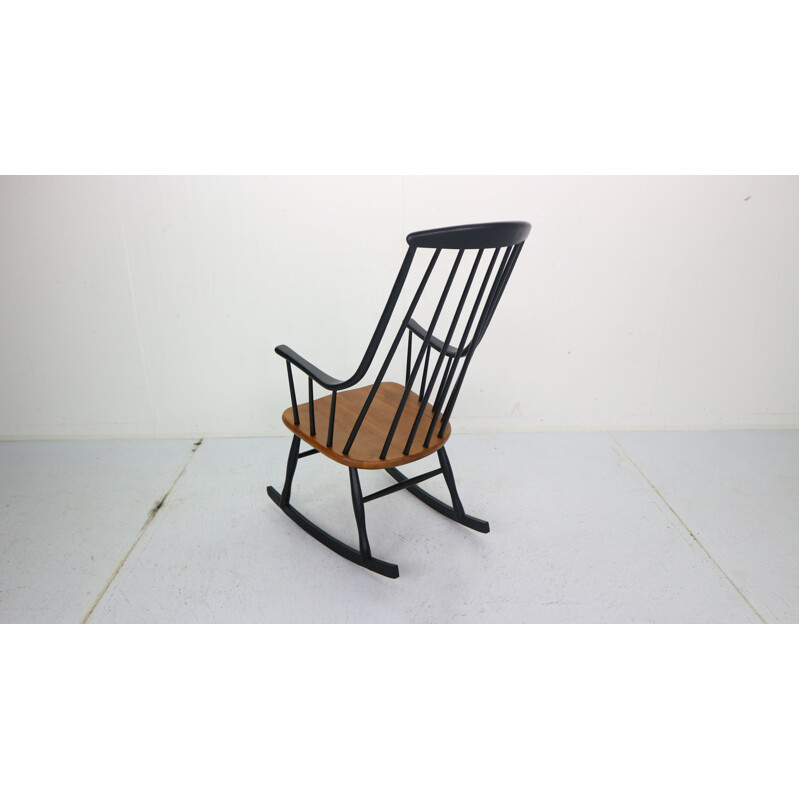  Vintage grandessa’ wooden rocking chair by Lena Larsson for Nesto, 1960