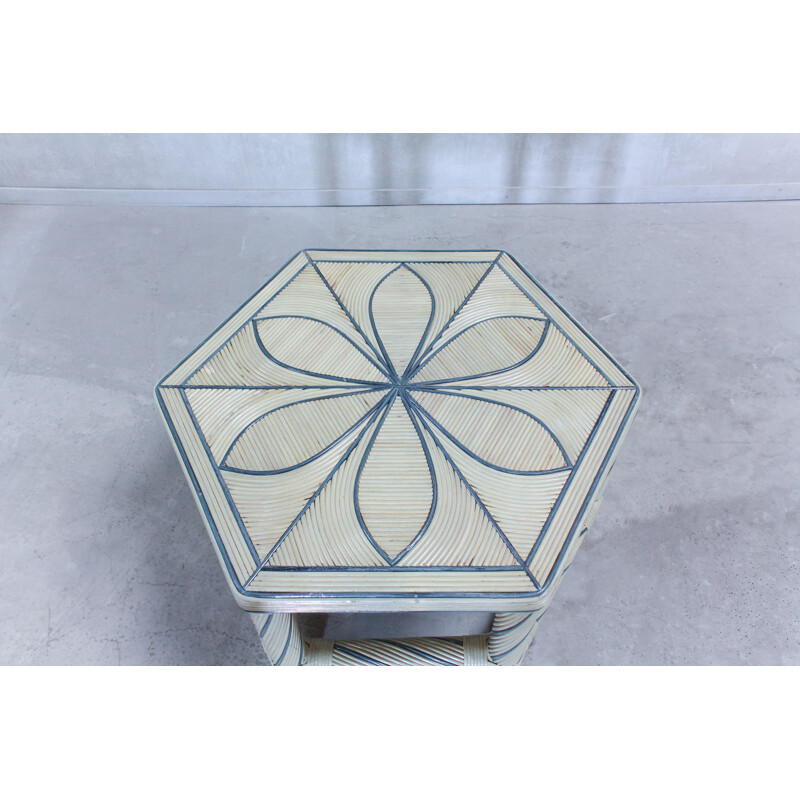 Vintage bamboo Hexagonal Coffee Table, 1980