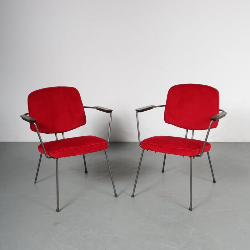 Vintage minimalist Dutch easy chairs by Rudolf Wolf, manufactured by Elsrijk 1950