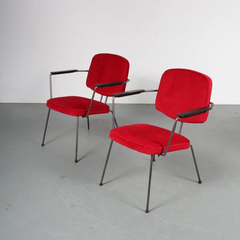 Vintage minimalist Dutch easy chairs by Rudolf Wolf, manufactured by Elsrijk 1950