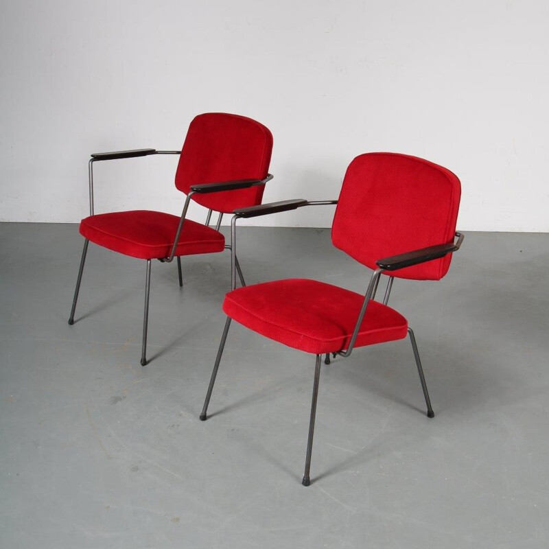 Vintage minimalist Dutch easy chairs by Rudolf Wolf, manufactured by Elsrijk 1950