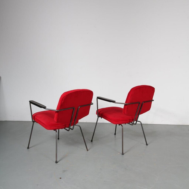 Vintage minimalist Dutch easy chairs by Rudolf Wolf, manufactured by Elsrijk 1950