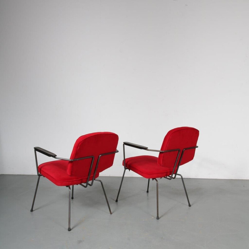 Vintage minimalist Dutch easy chairs by Rudolf Wolf, manufactured by Elsrijk 1950