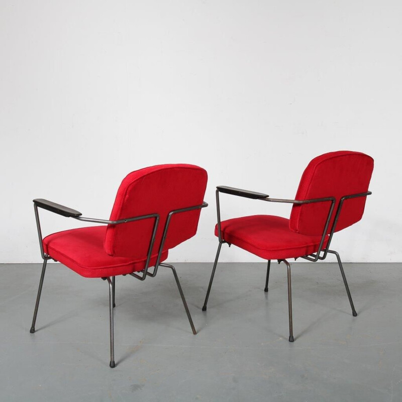 Vintage minimalist Dutch easy chairs by Rudolf Wolf, manufactured by Elsrijk 1950