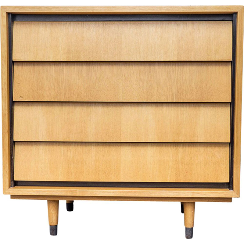 Vintage Elm wood chest of drawers by Erich Stratmann for Möbel, 1950s