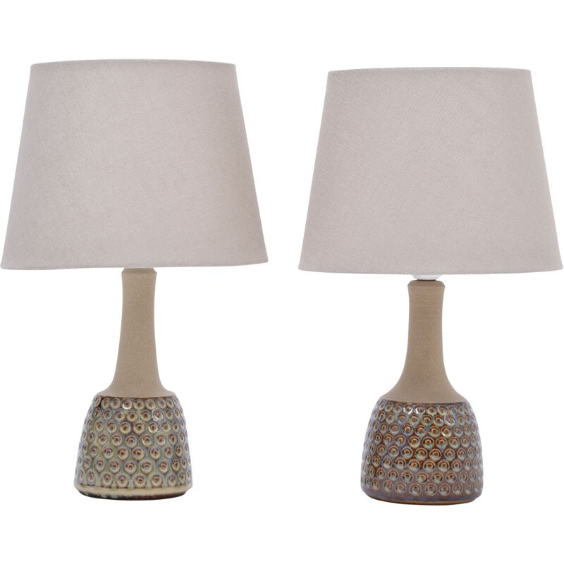 Vintage pair of stoneware lamps model 3014 by Einar Johansen for Soholm