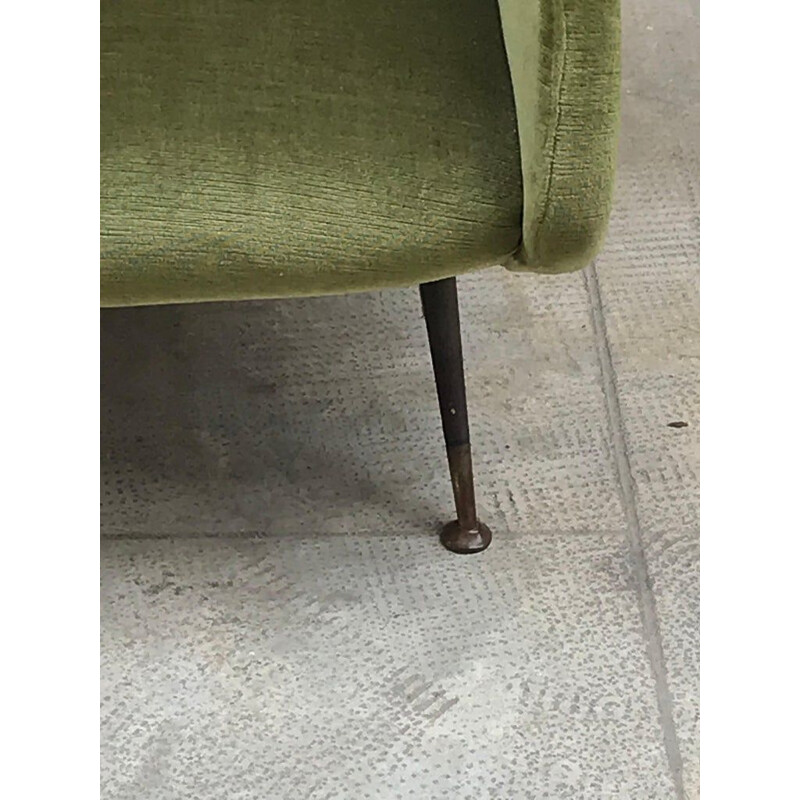 Pair of green velvet italian armchairs 1960s