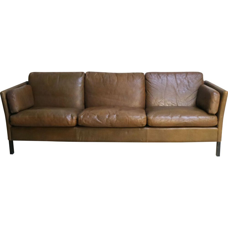 Vintage danish sofa in brown leather by Georg Thams 1970's
