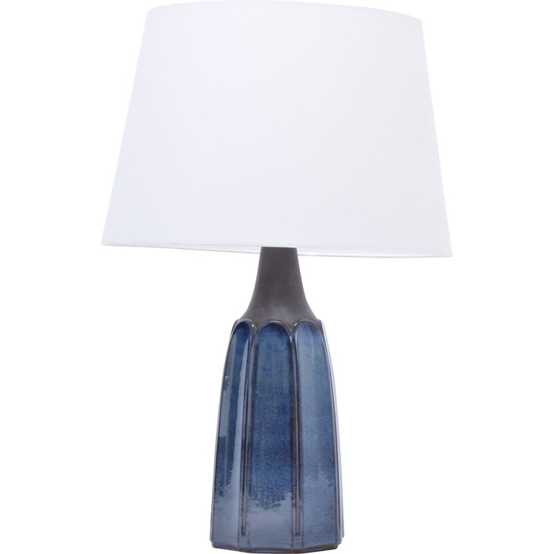 Tall blue stoneware table lamp model 1042 by Einar Johansen for Søholm