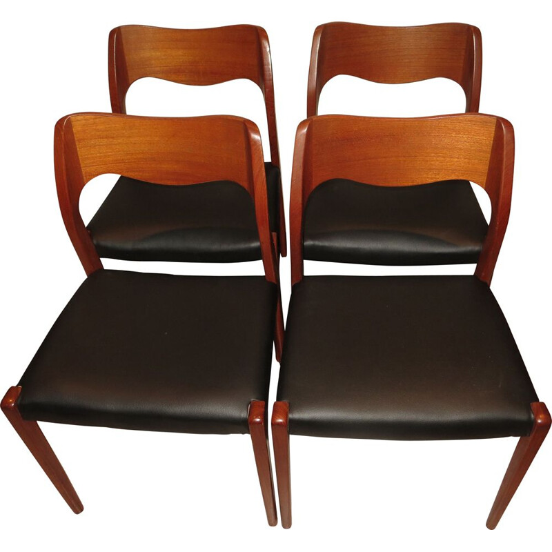 Set of 4 vintage danish black chairs 1960s