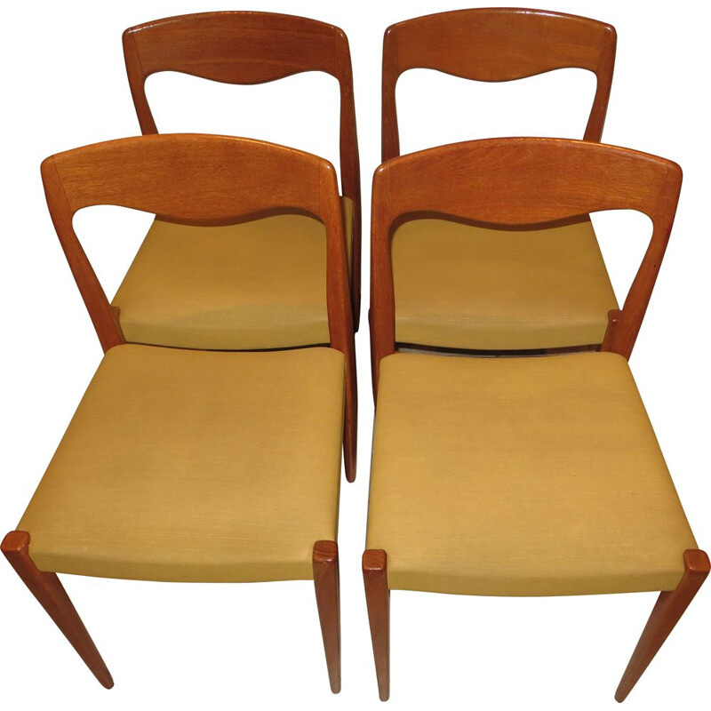 Ensemble de 4 chaises danoises vintage en teck 1960