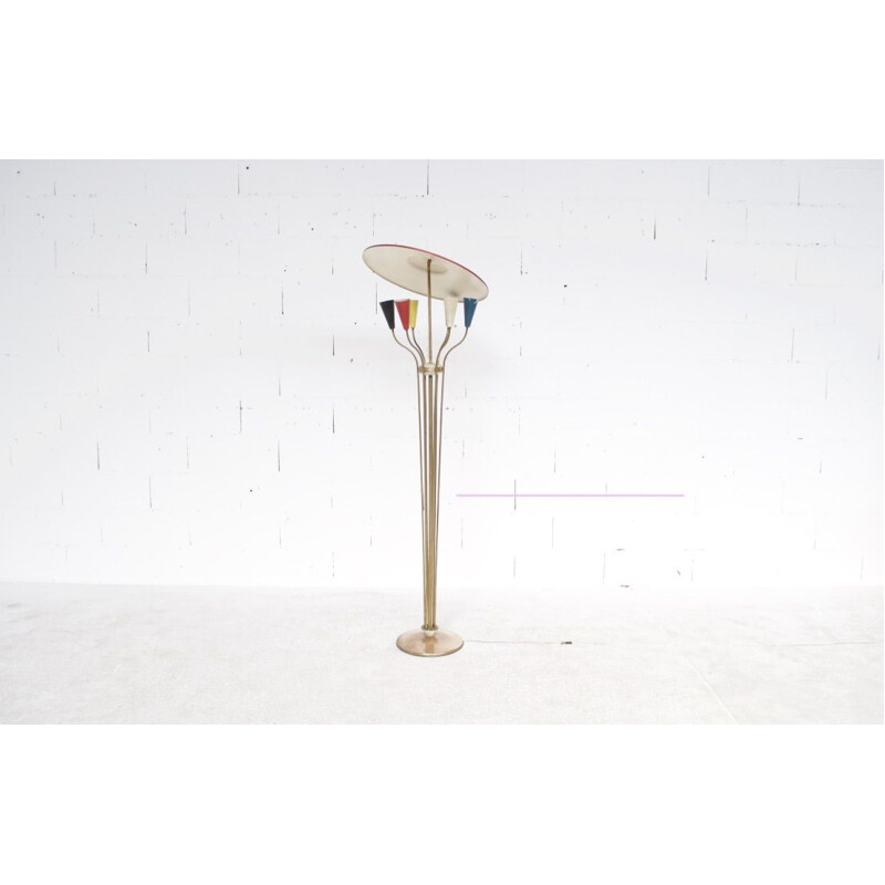 Vintage Italian floor lamp in brass and steel, 1950s