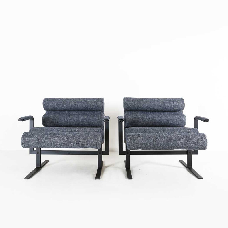 Pair of vintage steel roll chairs by Joe Colombo for Sormani, Italy 1964