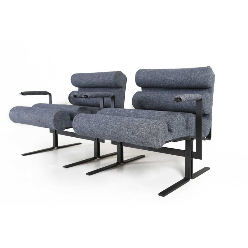 Pair of vintage steel roll chairs by Joe Colombo for Sormani, Italy 1964