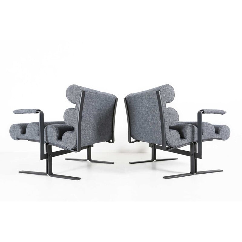 Pair of vintage steel roll chairs by Joe Colombo for Sormani, Italy 1964