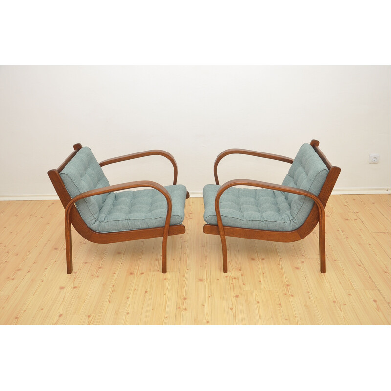 Vintage pair of armchairs by K. Kozelka & A. Kropacek for Interier Praha, 1940s