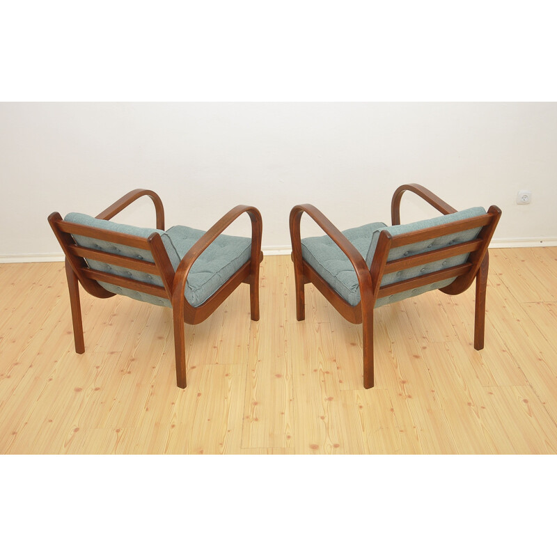 Vintage pair of armchairs by K. Kozelka & A. Kropacek for Interier Praha, 1940s