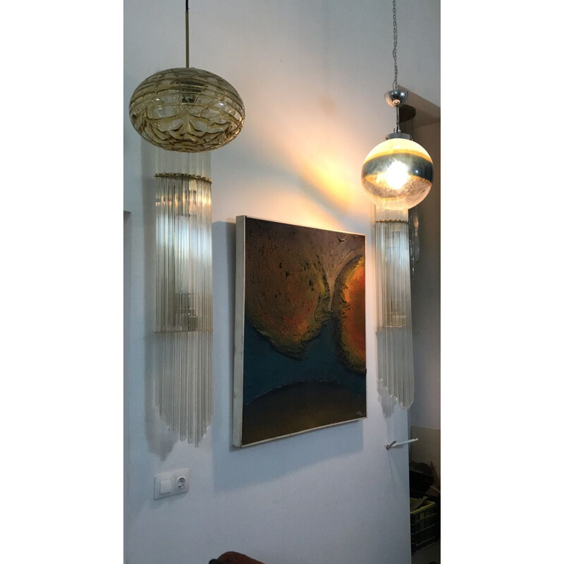 Vintage 150 cm Murano glass wall lamp, Paolo Venini 1960s