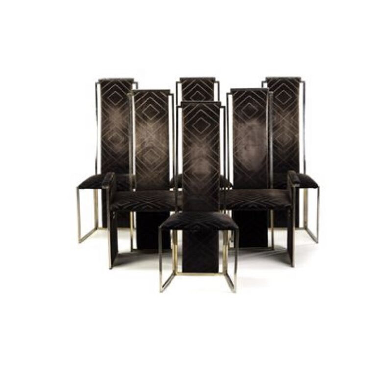 Ensemble vintage de 4 chaises et 2 fauteuils en lation, 1970