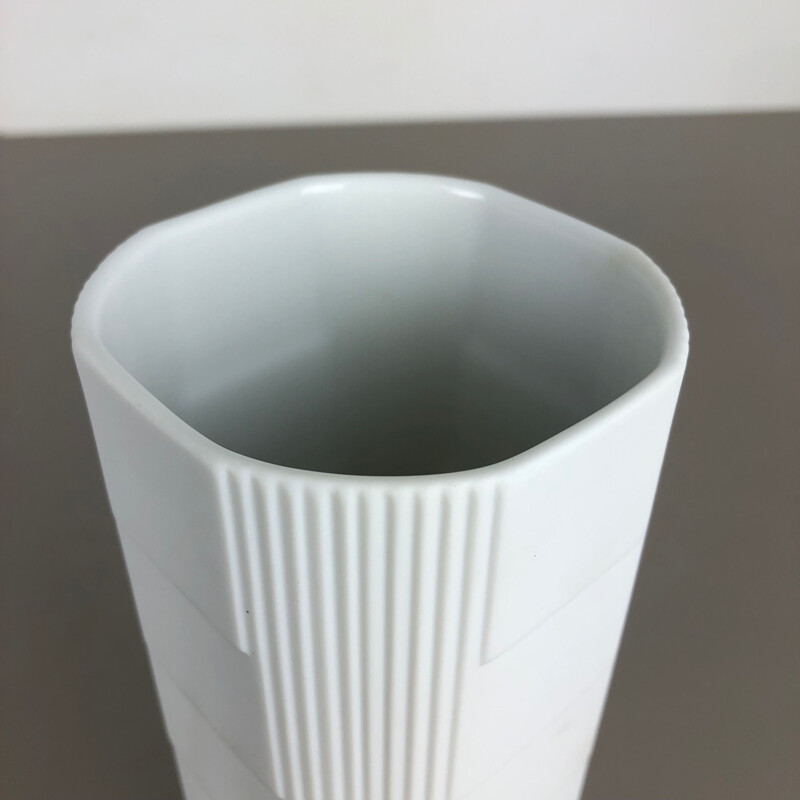 Vase vintage Op Art en porcelaine par Christa Galtz pour Rosenthal, Allemagne 1970