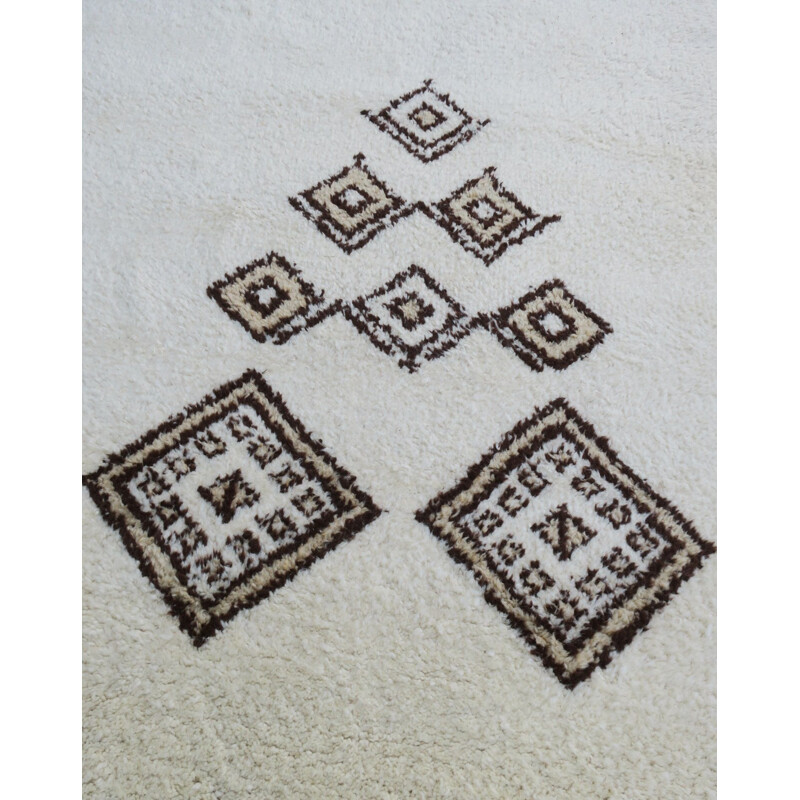 Vintage Marocain Wool Hand-Knotted Carpet 1970
