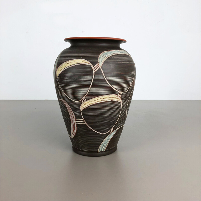 Jarrón de cerámica vintage de Franz Schwaderlapp para Sawa Ceramic, Alemania 1960