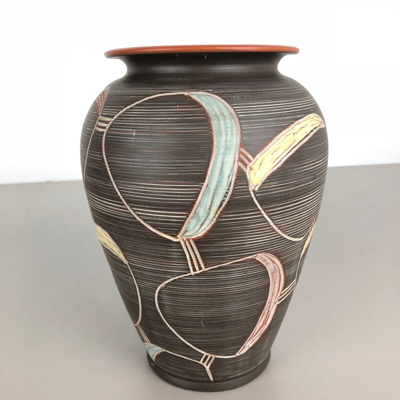 Vase vintage en céramique de Franz Schwaderlapp pour Sawa Ceramic, Allemagne 1960