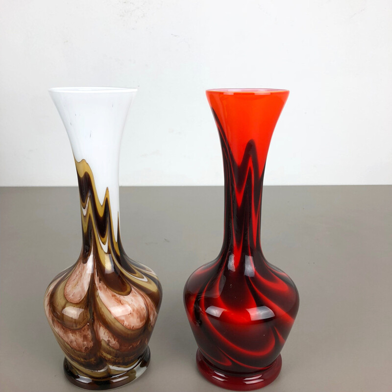 Vintage-Pop-Art Vasenpaar von Opaline Florenz, Italien, 1970