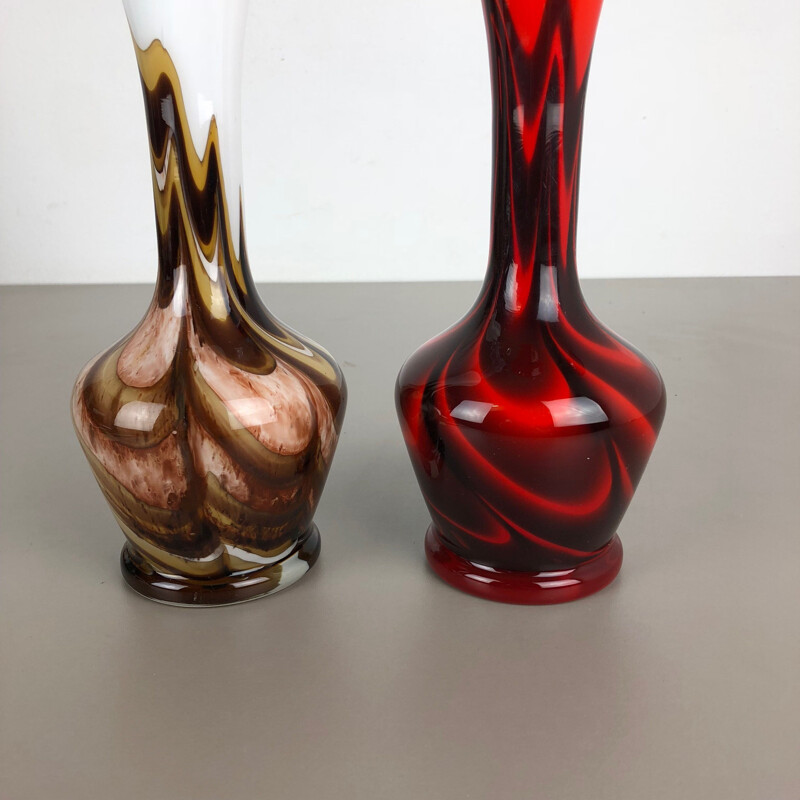 Vintage pair of Pop Art Vases by Opaline Florence, Italy, 1970