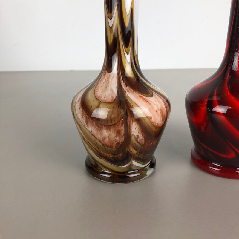 Vintage pair of Pop Art Vases by Opaline Florence, Italy, 1970