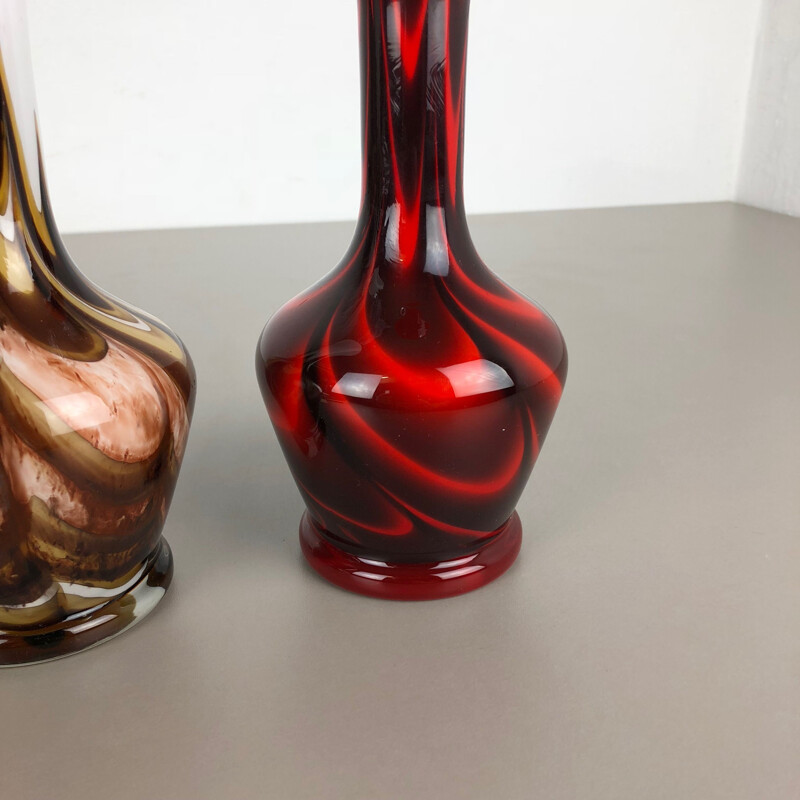 Vintage pair of Pop Art Vases by Opaline Florence, Italy, 1970