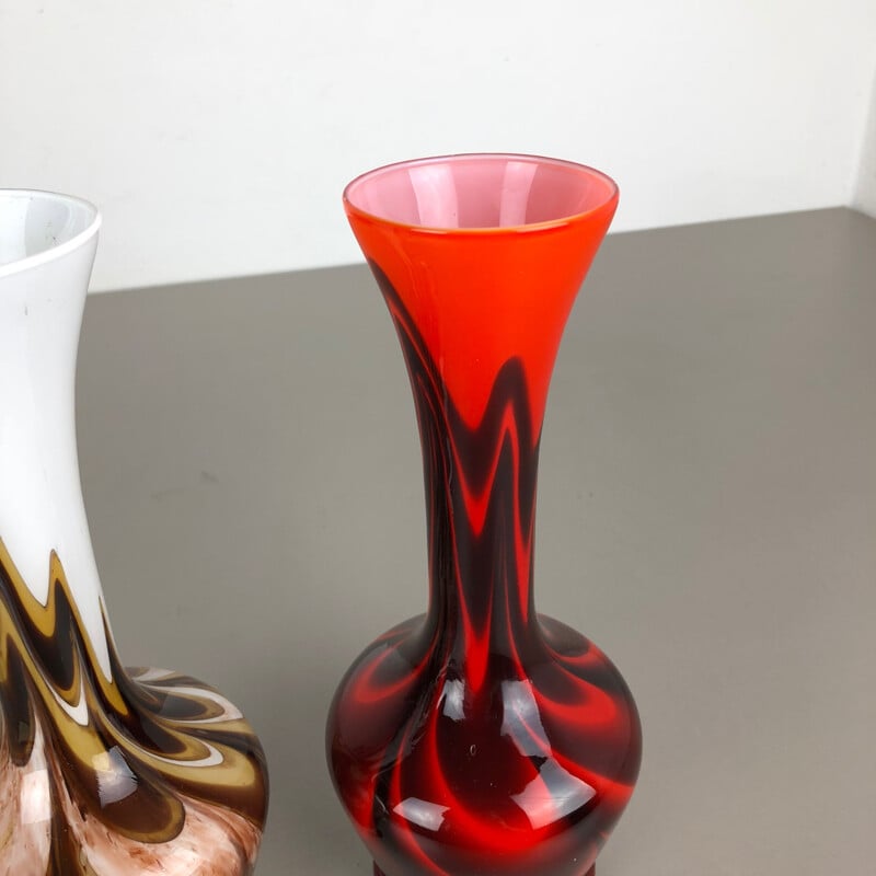 Vintage pair of Pop Art Vases by Opaline Florence, Italy, 1970