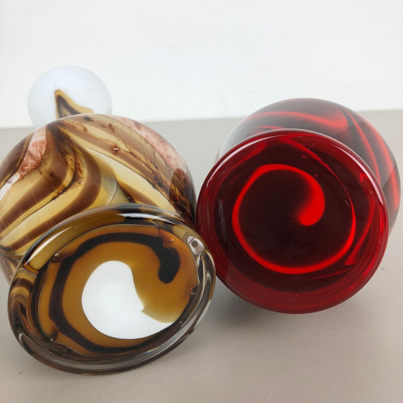 Vintage pair of Pop Art Vases by Opaline Florence, Italy, 1970