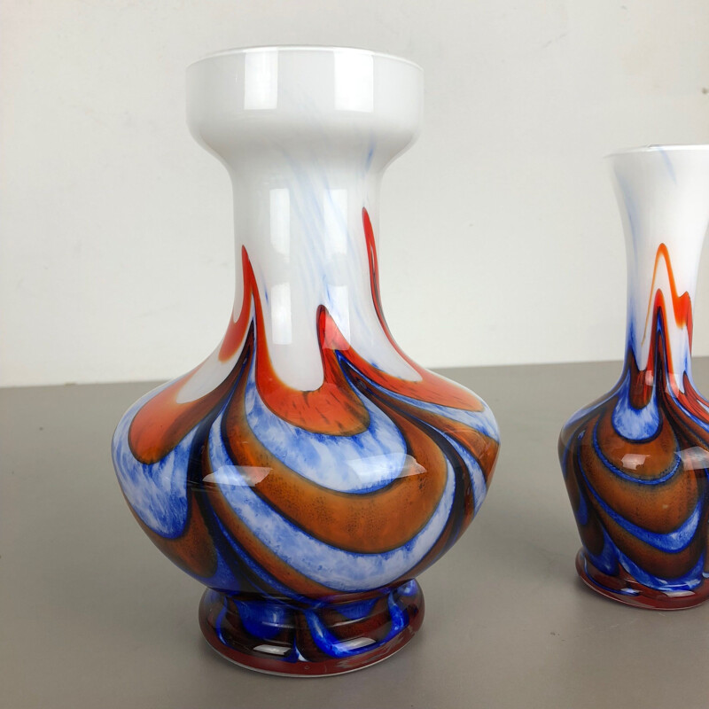 2 vases pop art opaline Florence design, Italie, 1970