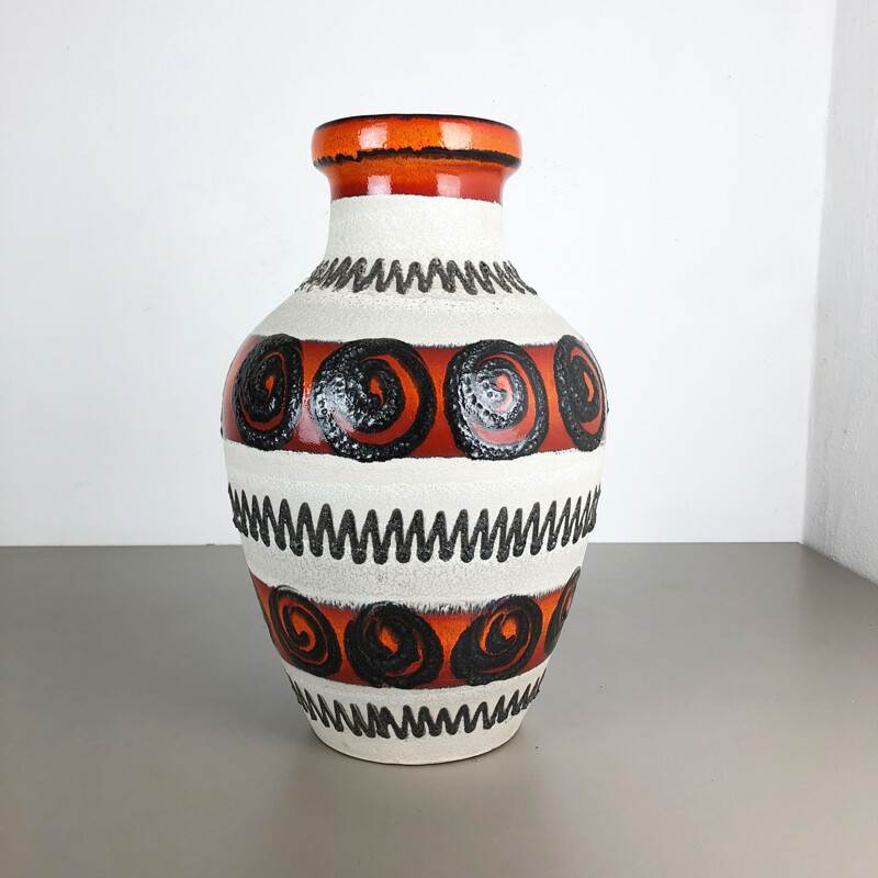 Vase de sol vintage multicolore fat lava en poterie par Scheurich, 1970