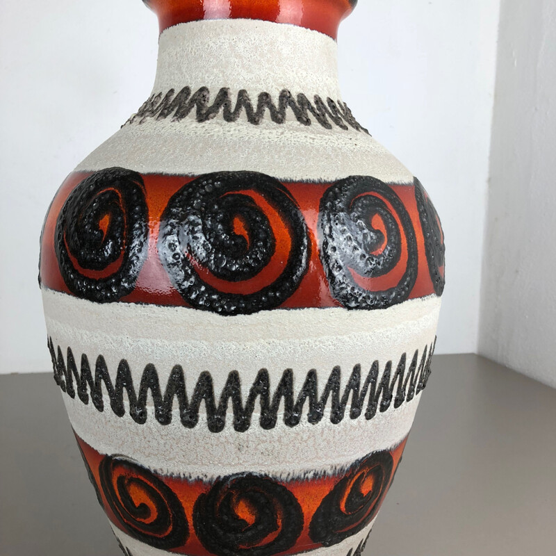 Vase de sol vintage multicolore fat lava en poterie par Scheurich, 1970