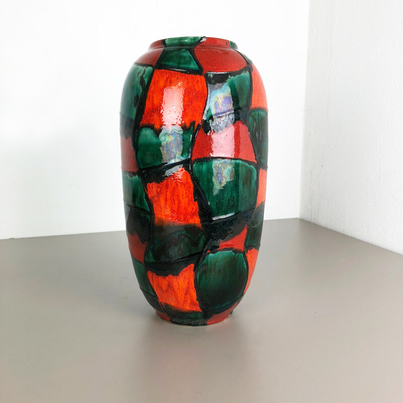 Vase de sol vintage multicolore fat lava en poterie par Scheurich 1970