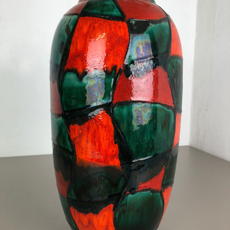 Vintage large pottery fat lava multi-color 546-41 floor vase by Scheurich 1970