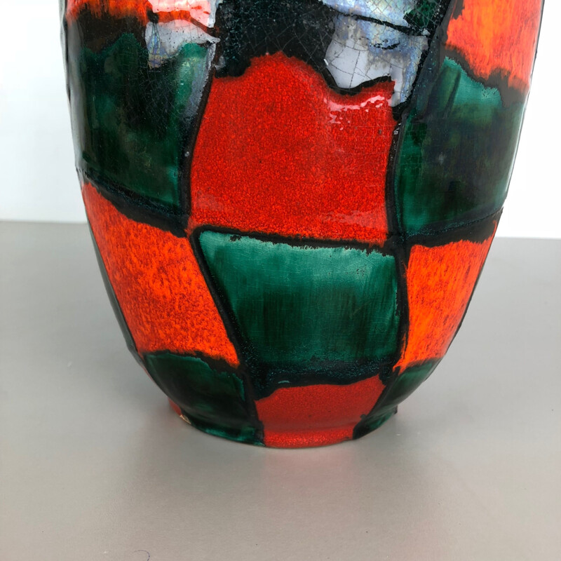 Vintage large pottery fat lava multi-color 546-41 floor vase by Scheurich 1970