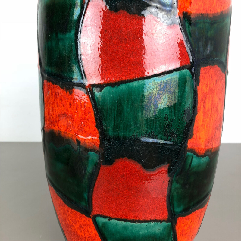 Vintage large pottery fat lava multi-color 546-41 floor vase by Scheurich 1970