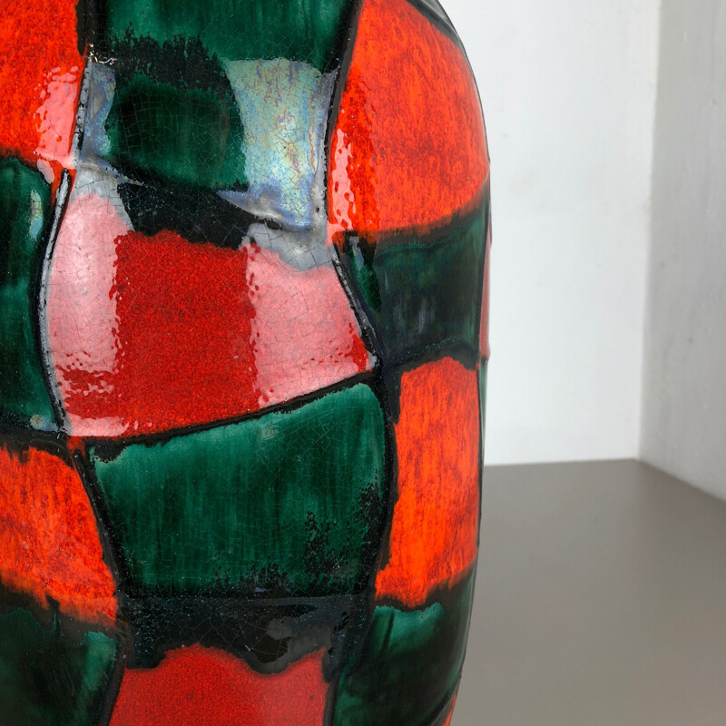 Vase de sol vintage multicolore fat lava en poterie par Scheurich 1970
