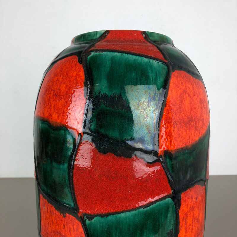 Vintage large pottery fat lava multi-color 546-41 floor vase by Scheurich 1970