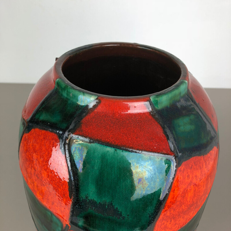 Vintage large pottery fat lava multi-color 546-41 floor vase by Scheurich 1970