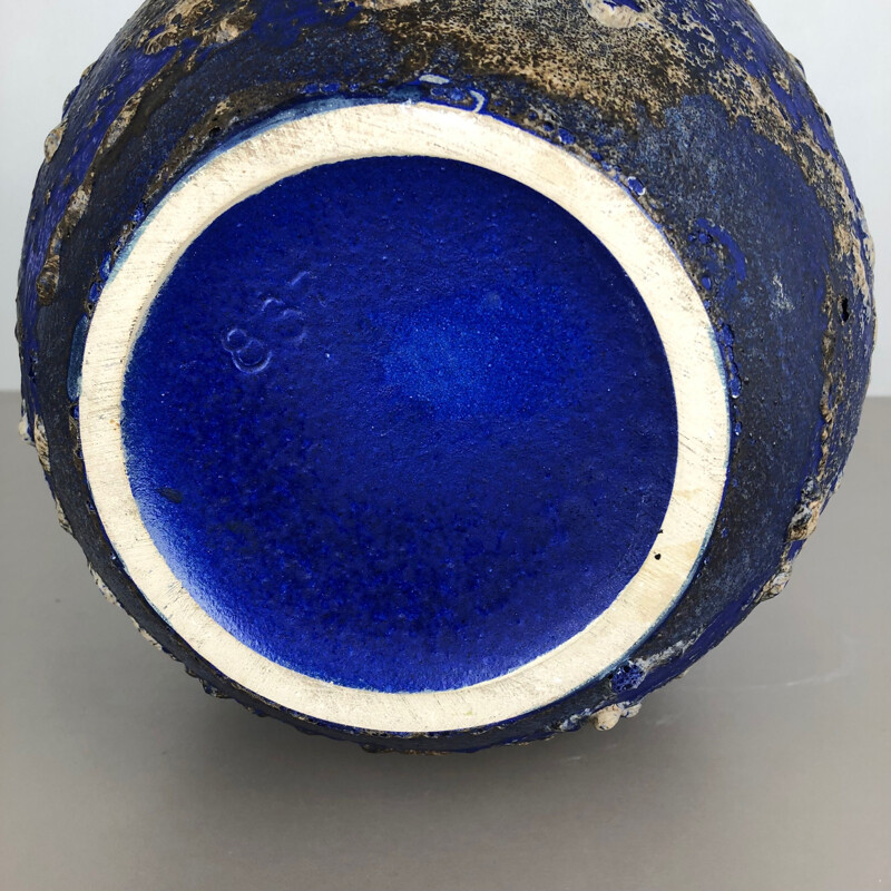 Vaso de chão multicolor Vintage "837" de cerâmica de lava gorda de Ruscha, 1970