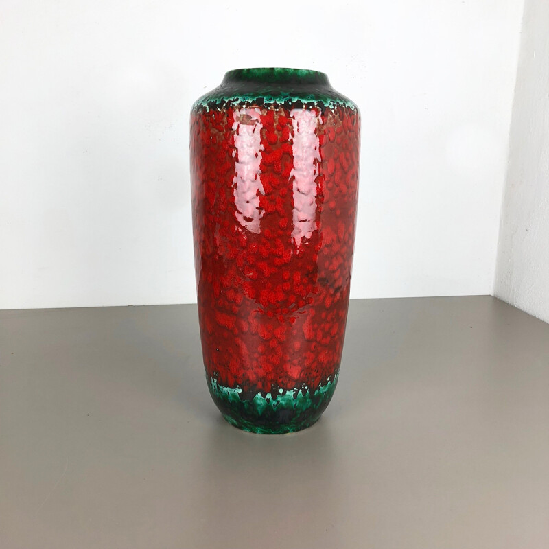 Vintage large pottery fat lava multi-color 517-45 floor vase made by Scheurich, 1970