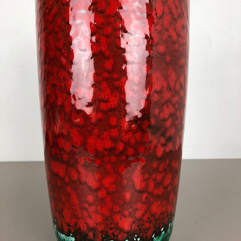 Gran jarrón vintage de cerámica de lava gorda multicolor de Scheurich, 1970