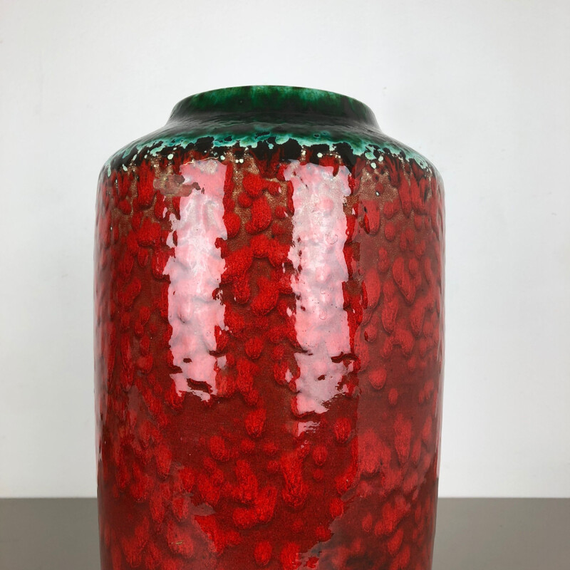 Große Bodenvase Vintage Multicolor Fat Lava Keramik Töpferei von Scheurich, 1970