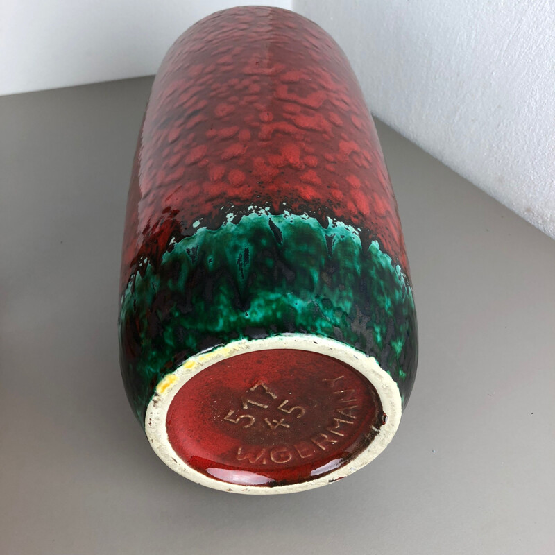 Grand vase de sol vintage multicolore fat lava de poterie en céramique par Scheurich, 1970