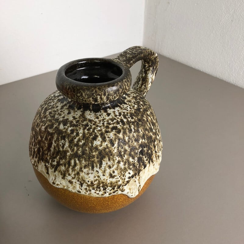 Set aus zwei Vasen Vintage Fat Lava Keramik Töpferei Modell "484-21" von Scheurich Deutschland 1970